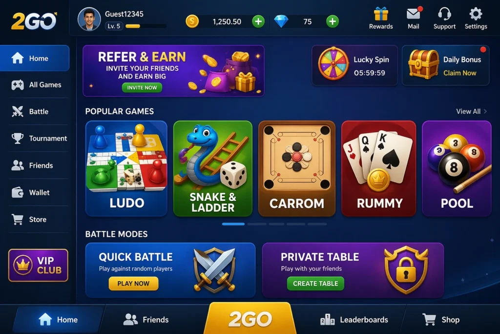 2G Game interface screenshot