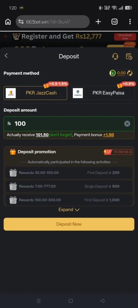 663bet.win Deposte screenshot