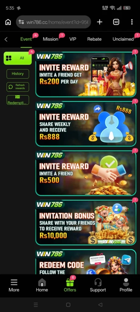 Win786 Game bonuses