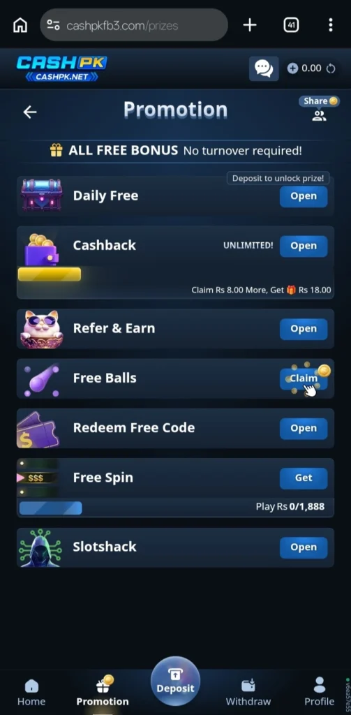 CashPK Game Promotions 