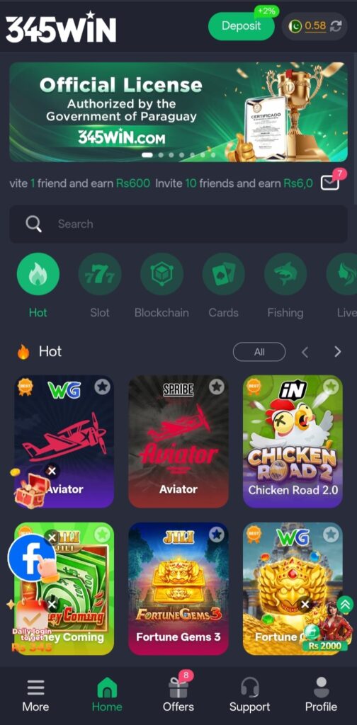 345Win Game interface