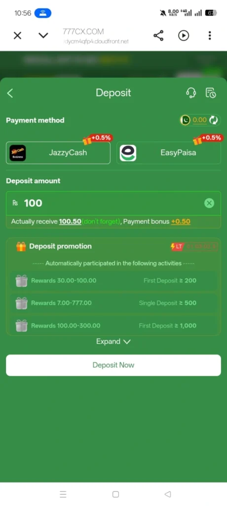 777Cx.Com Deposit image