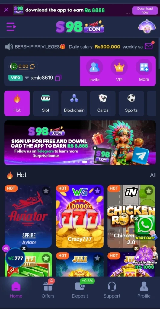 S98.Com Latest APK Download Gameplay And Instant Rewards